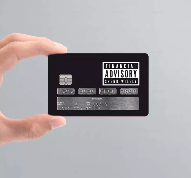 Funny financial advisory warning text credit card sticker - TenStickers