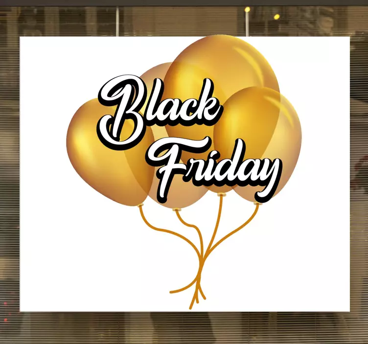Black Friday golden baloons window sticker - TenStickers