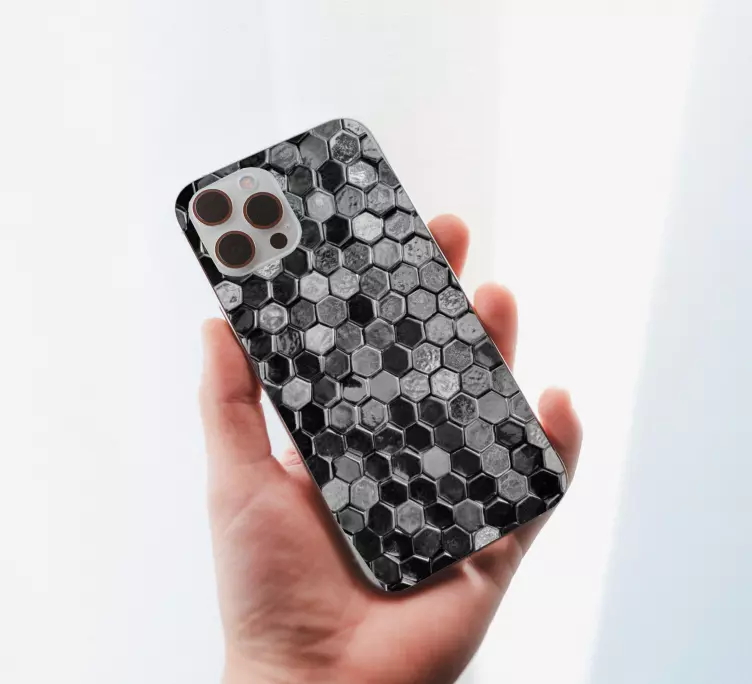 Black pentagons pattern iPhone sticker - TenStickers