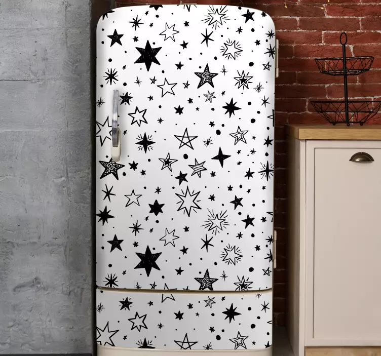 Black star white background fridge sticker - TenStickers