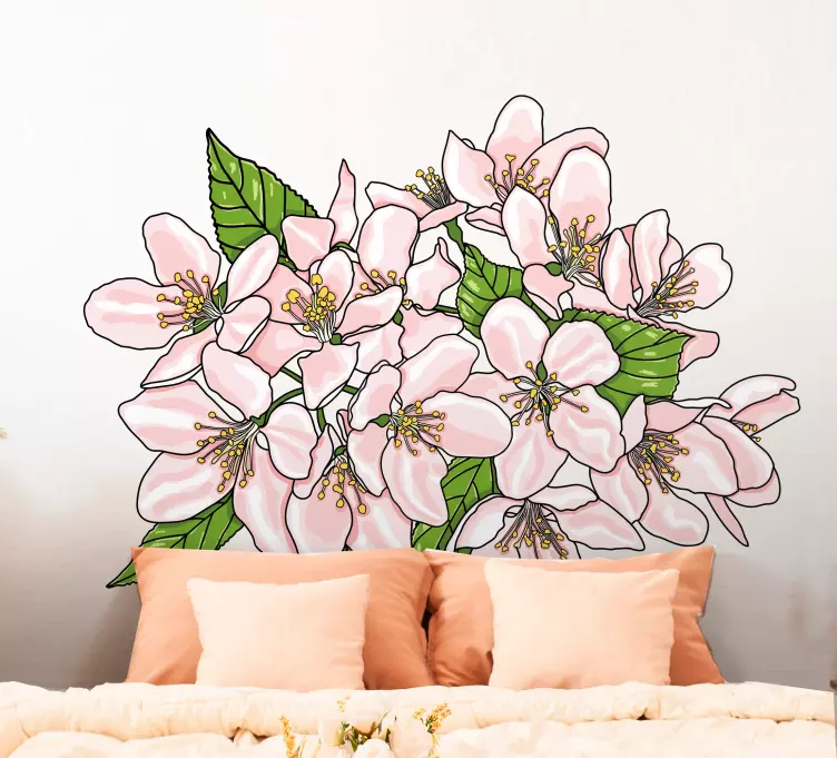 Blossoming tree flowers leaves Bedroom Sticker - TenStickers