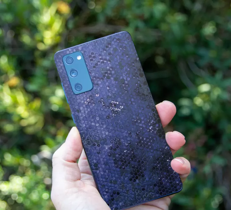 Blue 3D hexagons Samsung sticker - TenStickers