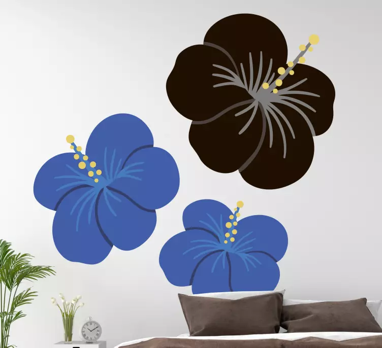 blue and black flowers from Tahiti  sticker - TenStickers