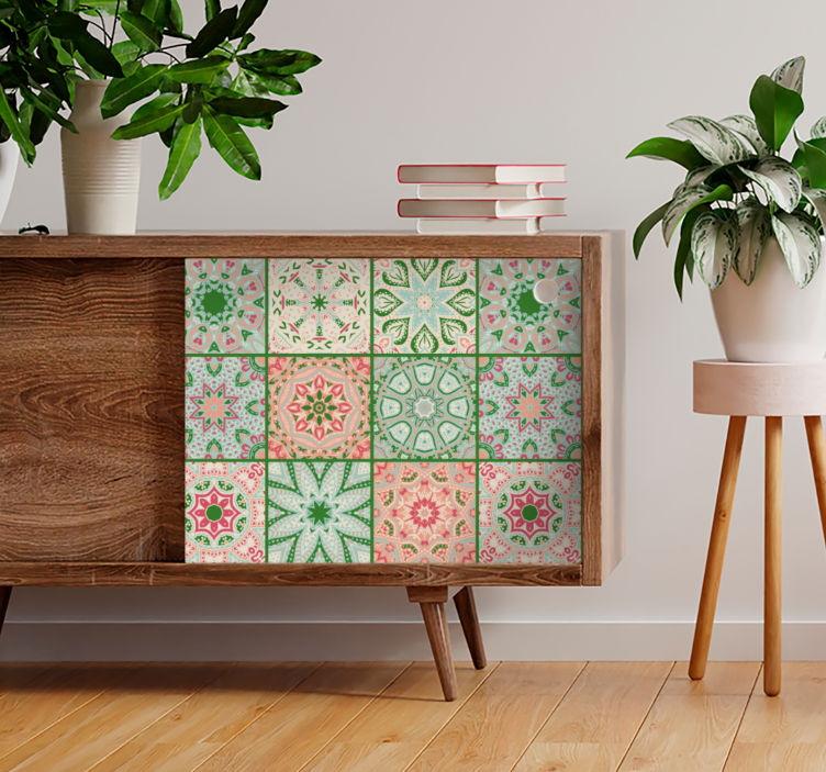 Blue and green tones tile furniture decal - TenStickers