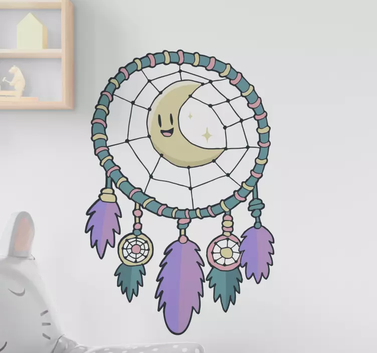 Blue and purple moon dreamcatcher object decal - TenStickers