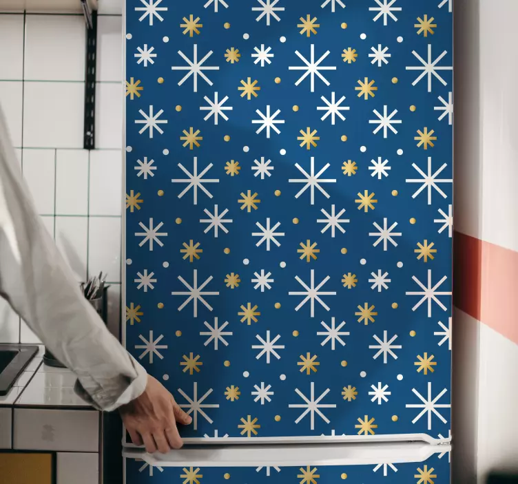 blue and white snow pattern christmas sticker - TenStickers