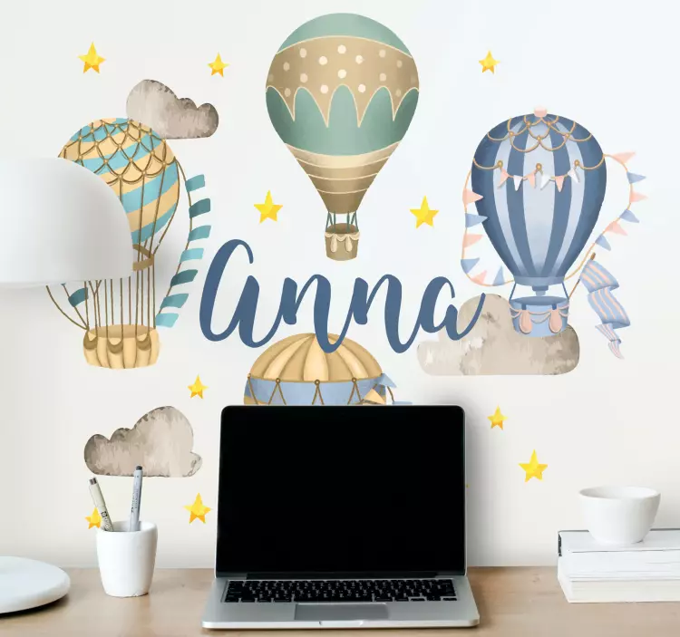 Blue balloons with stars illustration decal - TenStickers