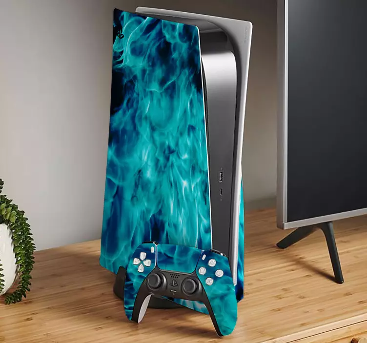 Blue fire PS5 vinyl sticker - TenStickers