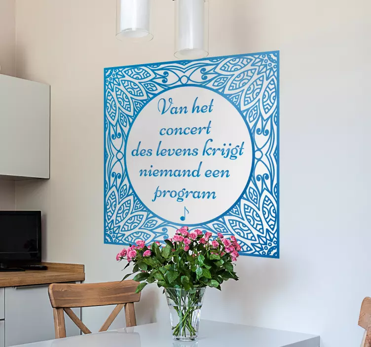 Blue floral tile  text sticker - TenStickers