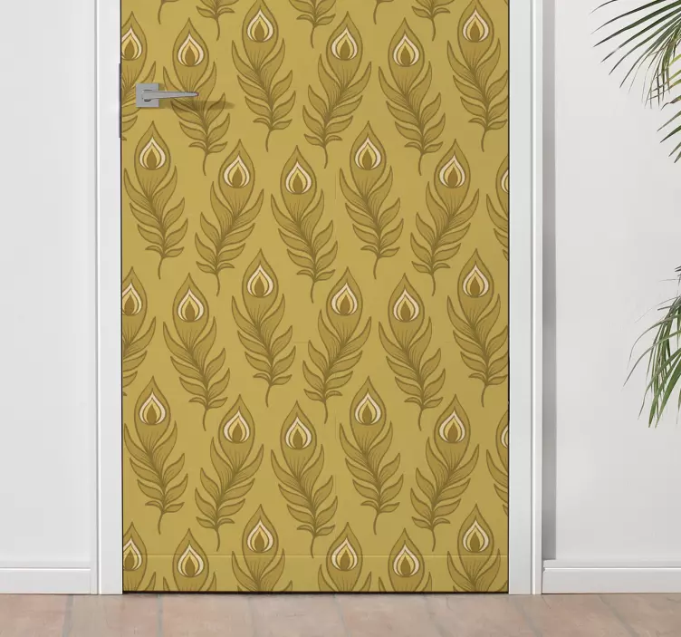 Blue floral turkey  door sticker - TenStickers