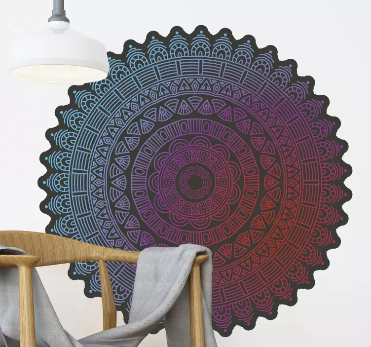 Blue Red Mandala decorative wall sticker - TenStickers