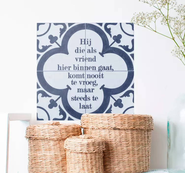 Blue tiles with text sticker - TenStickers