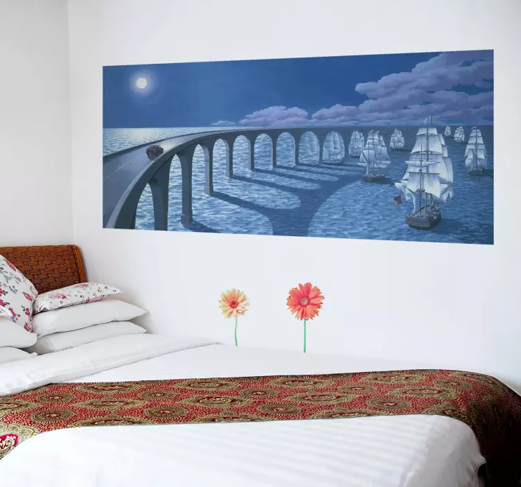 Boats and Bridge Wall Decal - TenStickers