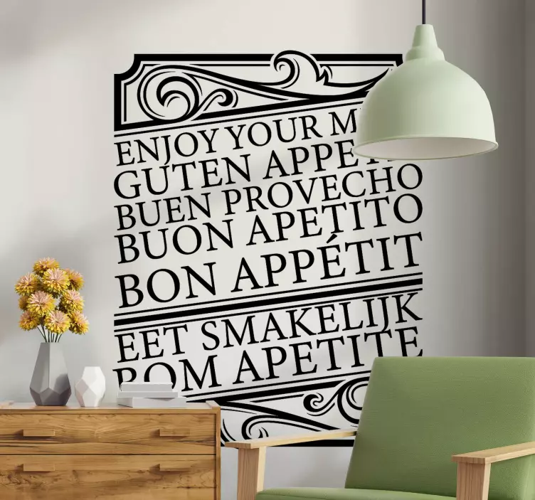Bon Appetit in different languages text decal - TenStickers