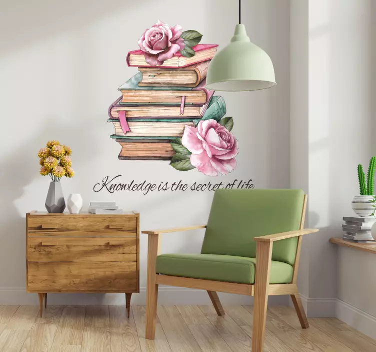 Books and Roses wall stickers quotes - TenStickers