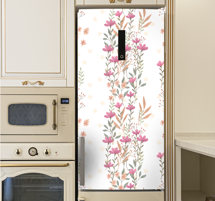 Botanical tall flowers fridge sticker - TenStickers