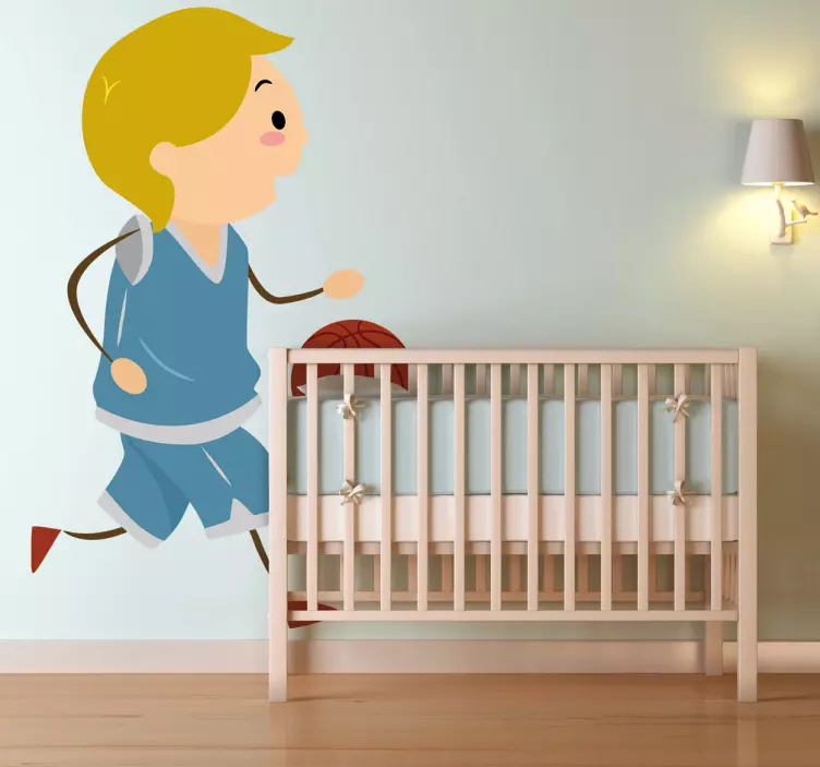 Boy Playing Basketball Kids Sticker - TenStickers