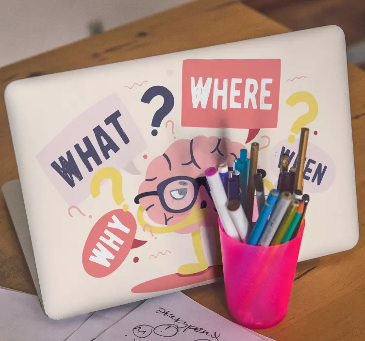 Brain with glasses laptop skin - TenStickers