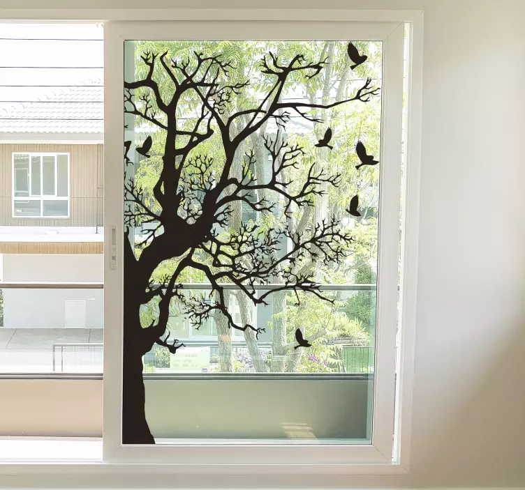 Branches with birds window sticker - TenStickers