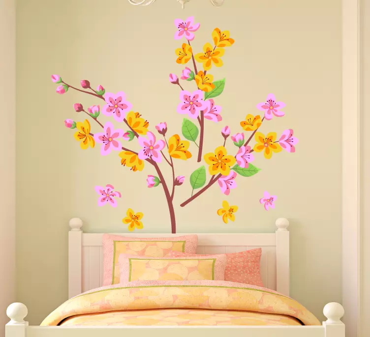 Branches with yellow flower wall sticker - TenStickers