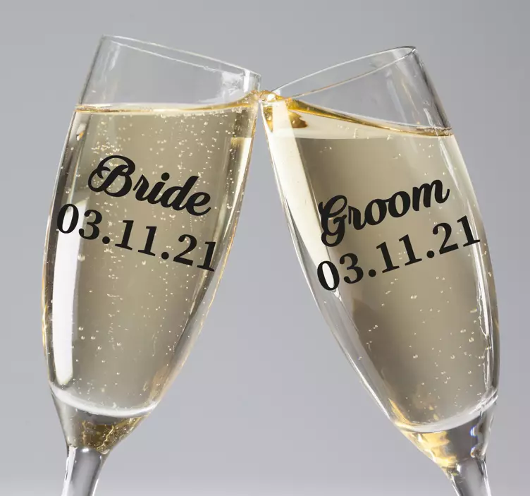 Bride Groom personalised date wedding sticker - TenStickers