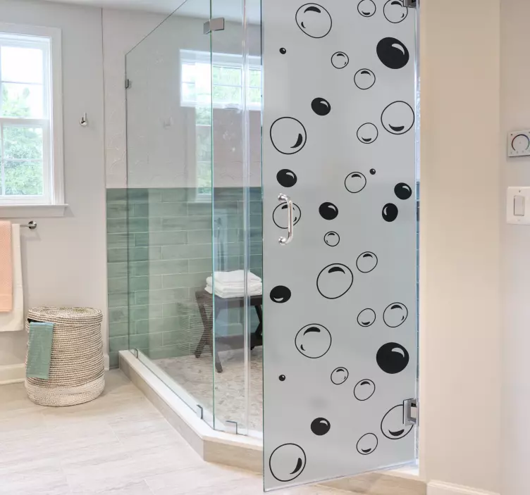 bubbles printed on translucent shower screen sticker - TenStickers