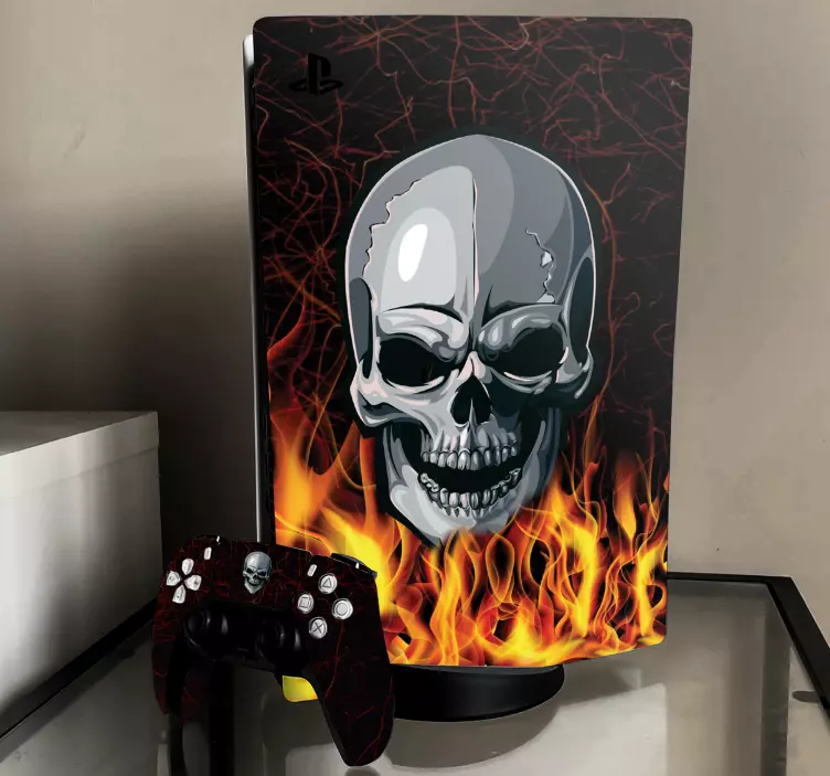 Burning skull PS5 vinyl sticker - TenStickers