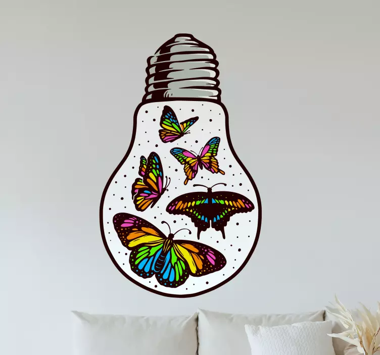 Butterfly light bulb butterfly sticker - TenStickers