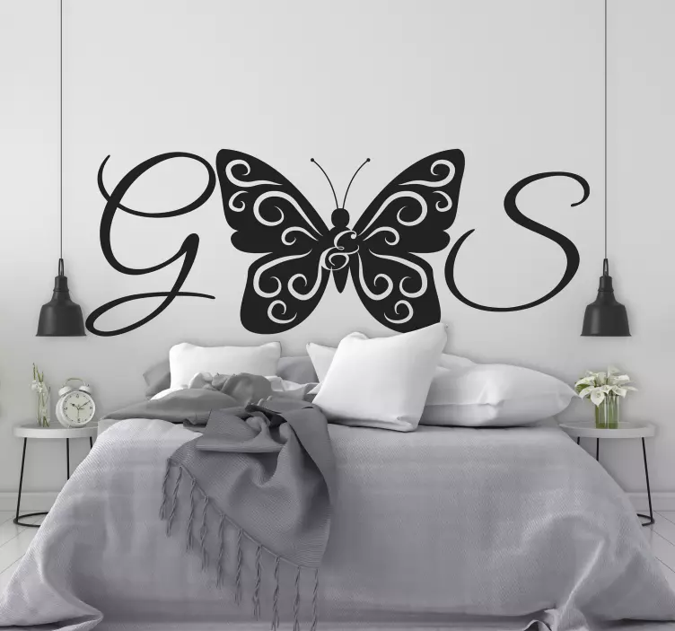 Butterfly with letters butterfly wall sticker - TenStickers