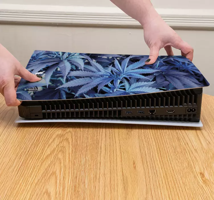 Cannabis in blue PS5 sticker - TenStickers