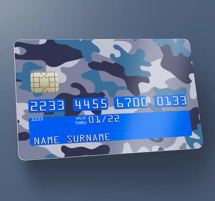 Camo blue card vinyl sticker - TenStickers