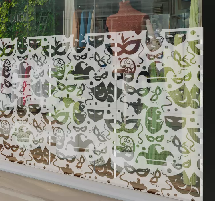carnival masks pattern shop window sticker - TenStickers