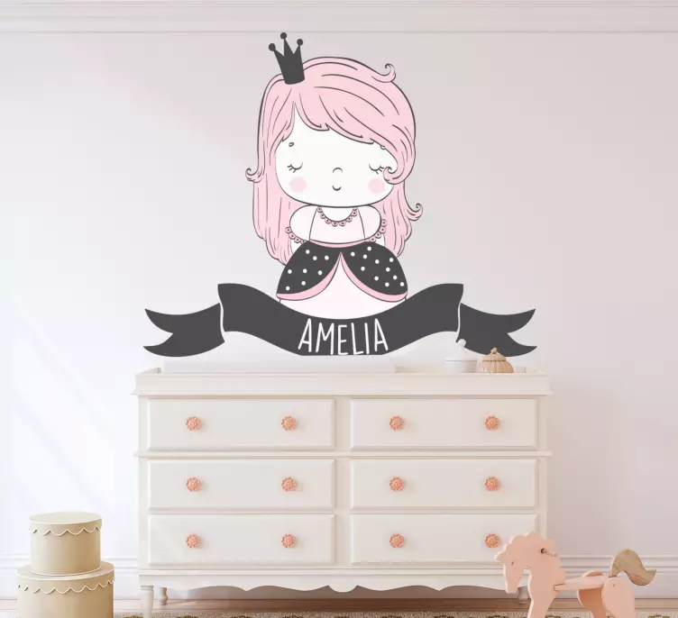 Cartoon princess personalized sticker - TenStickers