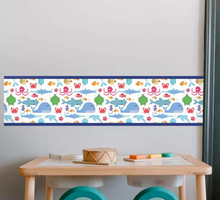 Cartoon underwater life wall border sticker - TenStickers