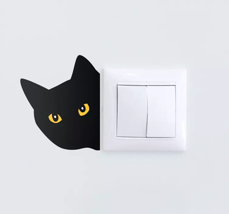 Cat sneaking light switch pet sticker - TenStickers