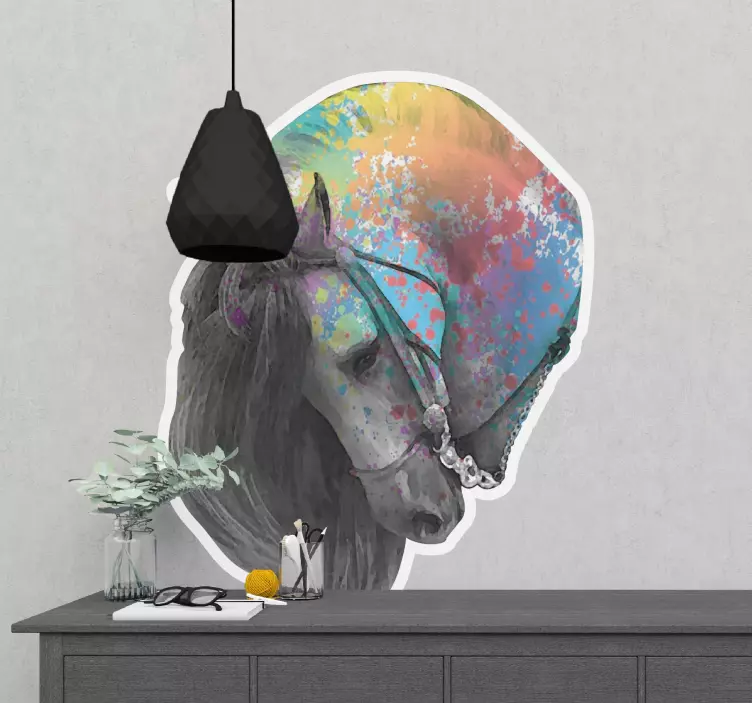 Cat sticker colorful horse portrait - TenStickers