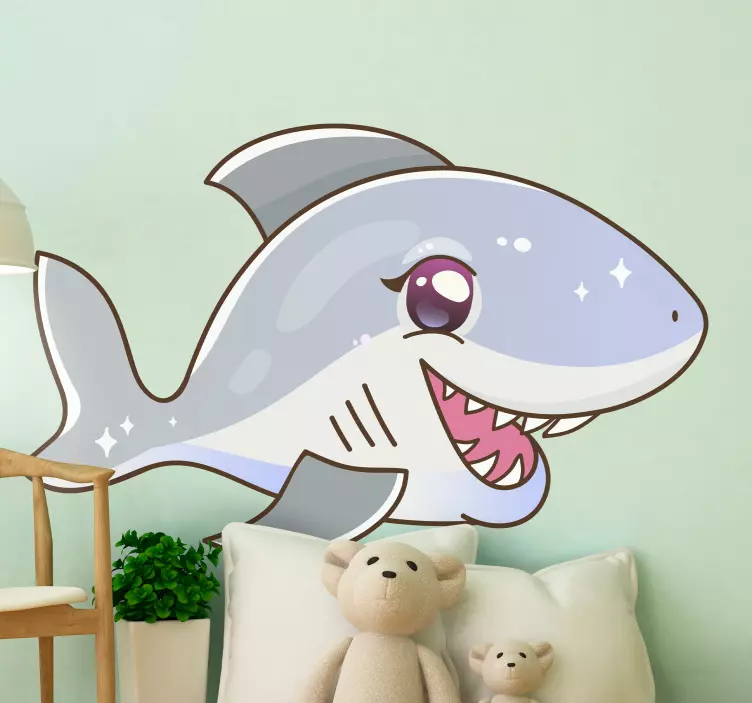 Cat sticker cute shark design - TenStickers