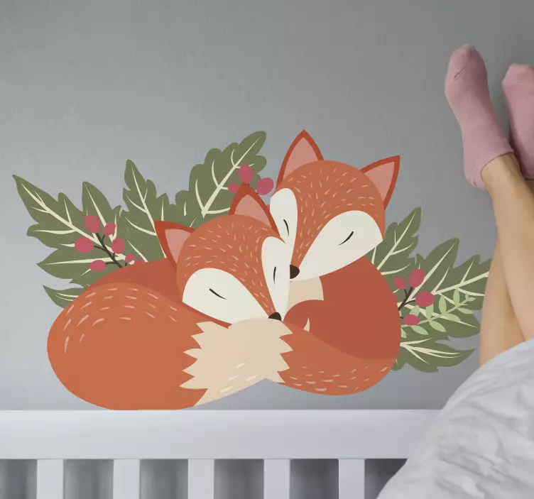 Cat sticker loving foxes embrace - TenStickers