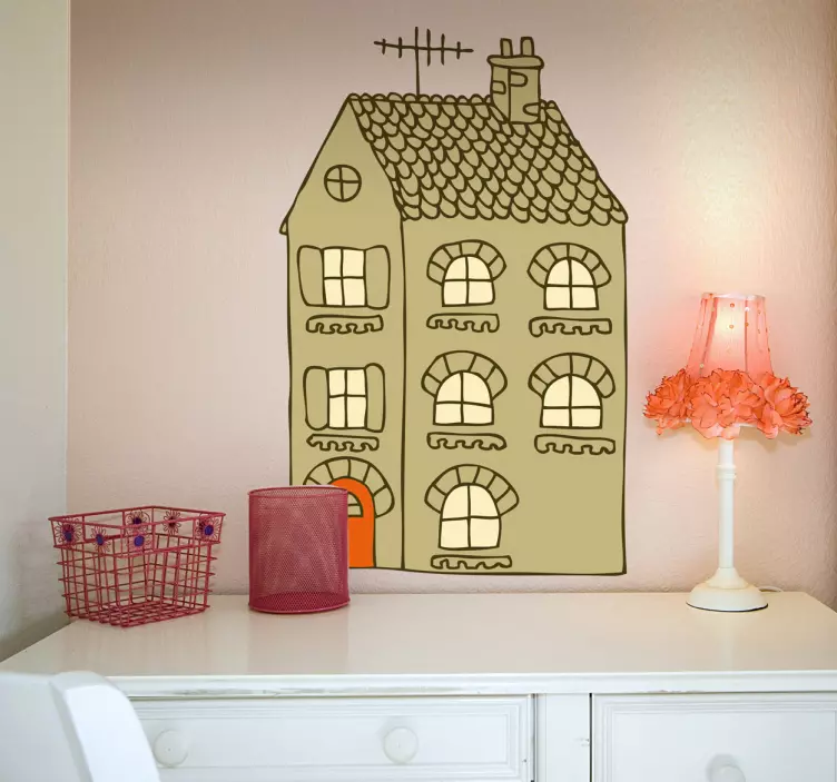 Charming House Outline kid's sticker - TenStickers