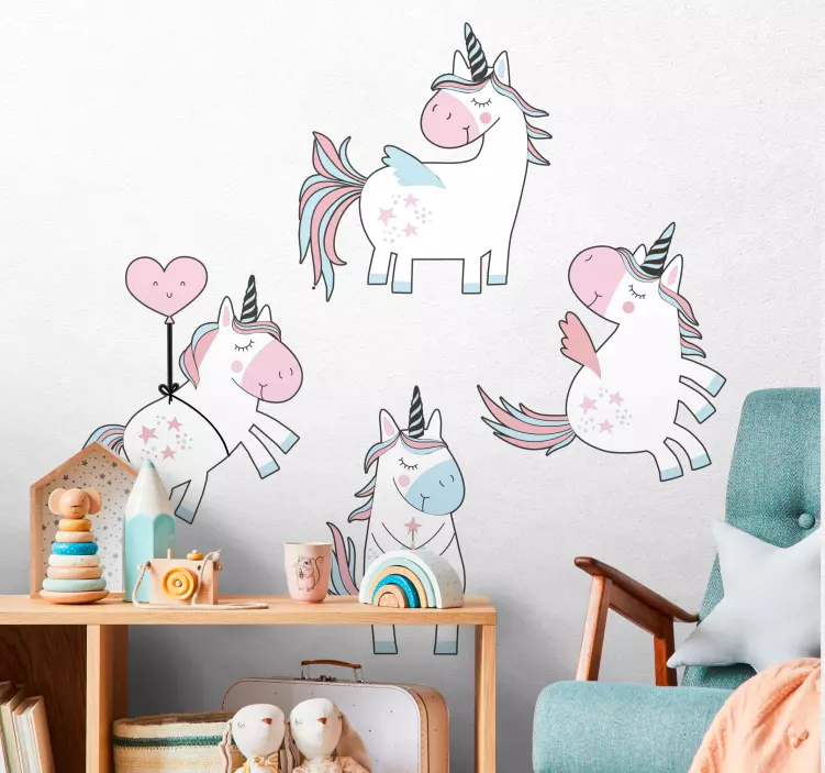 Charming Unicorn Figures kid's sticker - TenStickers