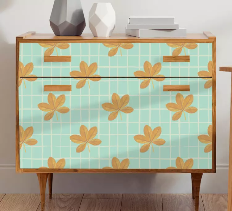 Checked pattern with flowers furniture sticker - TenStickers