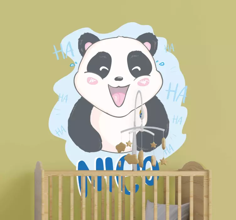 Cheerful Panda Face kid's sticker - TenStickers