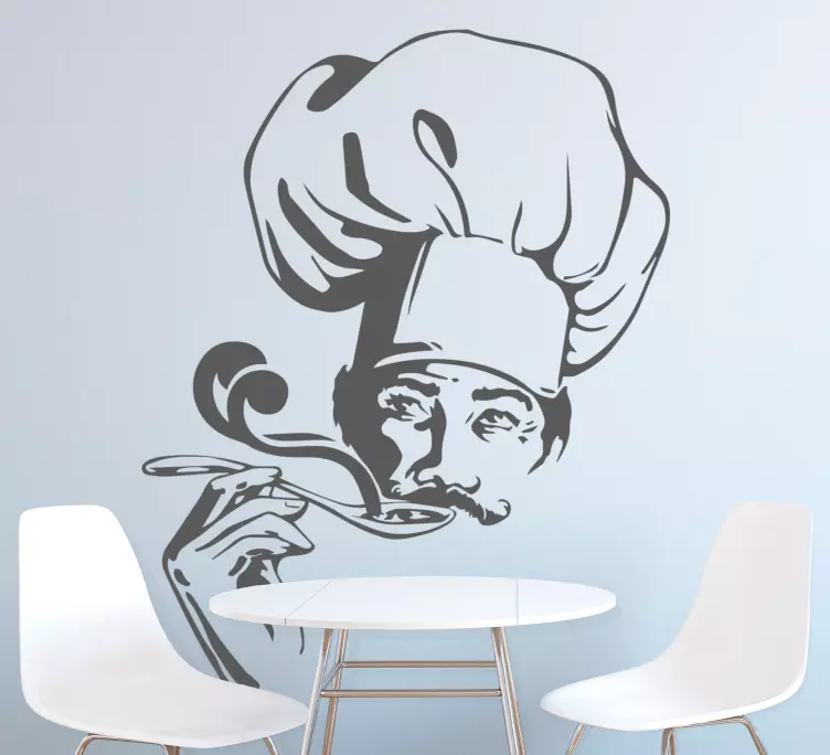 Chef cooking and smelling soup wall sticker - TenStickers