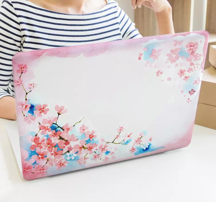 Cherry Blossom Laptop Sticker - TenStickers