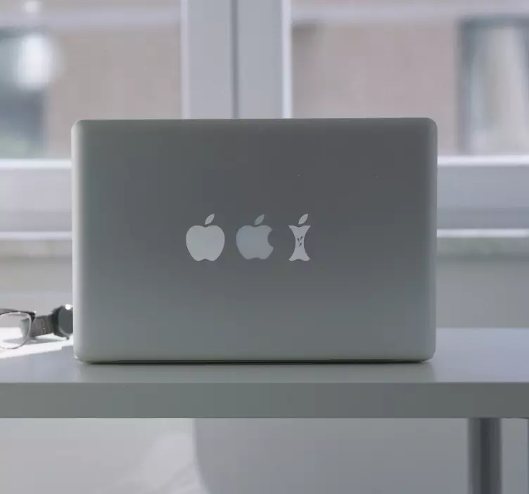 Chewed up apple fruit laptop sticker - TenStickers