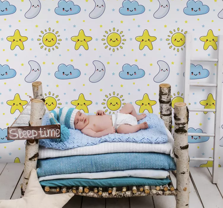 Childish starry wall Wall Mural sticker - TenStickers