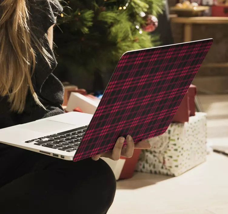 Christmas Tartan Pattern laptop sticker - TenStickers
