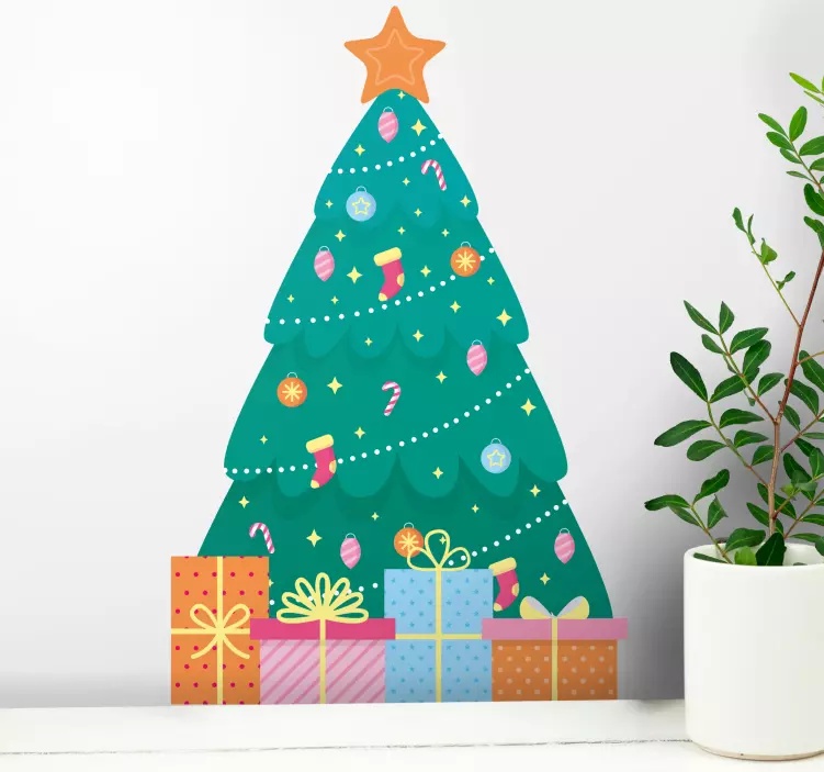 Christmas Tree Decor holiday sticker - TenStickers