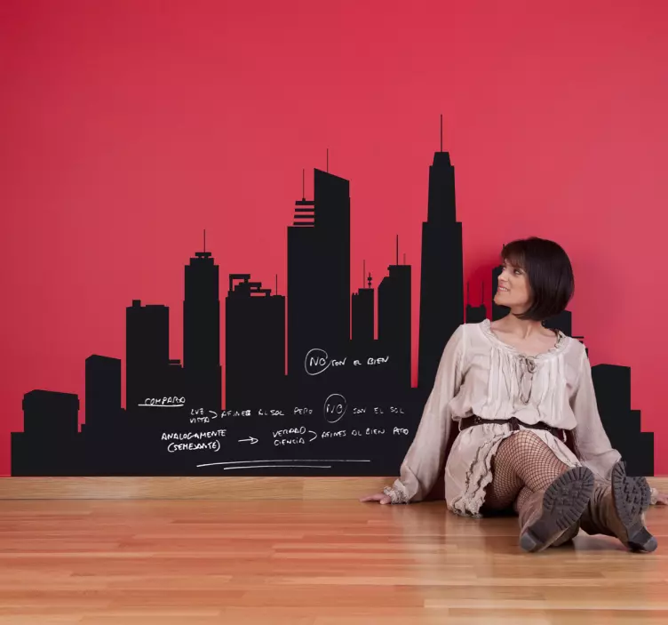 City Skyline Blackboard Sticker - TenStickers