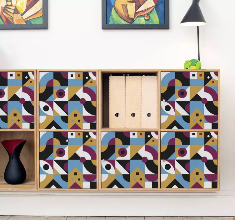 Colored geometric shapes furniture decal - TenStickers